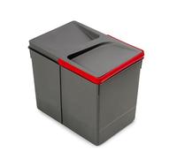 EMUCA 8937223 Poubelles, Compartiments de Recyclage pour Base à Couper, bac Hauteur 266mm et capacité 15 litres, Gris, H 266 mm (1x15L)
