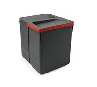 EMUCA 8937223 Poubelles, Compartiments de Recyclage pour Base à Couper, bac Hauteur 266mm et capacité 15 litres, Gris, H 266 mm (1x15L)