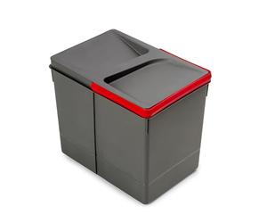 EMUCA 8937223 Poubelles, Compartiments de Recyclage pour Base à Couper, bac Hauteur 266mm et capacité 15 litres, Gris, H 266 mm (1x15L)