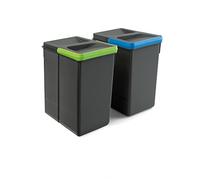 Poubelle de tri sélectif - 7 litres - anthracite - par 2 - Recycle EMUCA