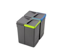 EMUCA 8937323 Poubelles, Compartiments de Recyclage pour Base à Couper, Plastique, Kit de 2 bacs Hauteur 266 mm et capacité 7 litres, Gris, H 266 mm (2 x 7 L)