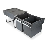 Emuca Bac de tri sélectif Recycle – montage inférieur, extraction manuelle – 2x15L Plastique gris