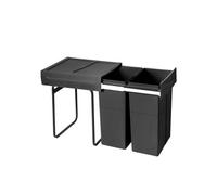 Emuca - bac de tri sélectif a montage inférieur et extraction manuelle pour élément de cuisine Recycle, 2x25litres, Plastique, Noir