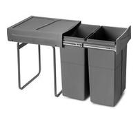Emuca bac de tri sélectif a montage inférieur et extraction manuelle pour élément de cuisine Recycle, 2x25litres, Plastique gris antracite Gris antracite G