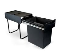 Emuca - bac de tri sélectif a montage inférieur et extraction manuelle pour élément de cuisine Recycle, 1x20 litres, Plastique, Noir