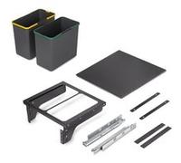 Emuca Bac de tri sélectif pour montage latéral sur meuble de cuisine Recycle 2x24litres, Acier, Plastique gris anthracite Gris G