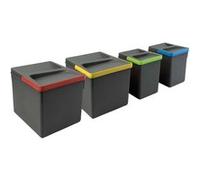 Emuca - Bacs de tri pour tiroir de cuisine Recycle 2 bacs de 12 litres et 2 bacs de 6 litres Gris anthracite G