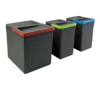 Emuca - Bacs de tri pour tiroir de cuisine Recycle 2 bacs de 7 litres et 1 bac de 15 litres Gris anthracite G