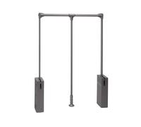 Emuca - Barre de penderie escamotable Sway, tringle relevable, penderie rabattable pour armoire, 830-1150mm, Acier, Aluminium et Plastique, Peint en titane
