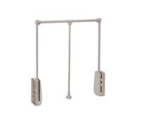 Emuca - Barre de penderie escamotable, tringle relevable, penderie rabattable pour armoire, largeur réglable 600-830mm, gris pierre