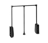 Emuca - Barre de penderie escamotable, tringle relevable, penderie rabattable pour armoire, largeur réglable 830-1150mm, Noir