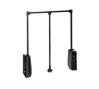 Emuca - Barre de penderie escamotable, tringle relevable, penderie rabattable pour armoire, largeur réglable 600-830mm, Noir