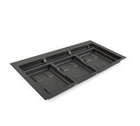 Emuca - Base Recycle pour poubelles pour tiroir de cuisine, 3 cavitès, Plastique gris anthracite, Plastique, 1 ut.