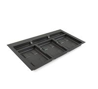 Emuca - Base Recycle pour poubelles pour tiroir de Cuisine, 3 cavitès, Plastique Gris Anthracite, Plastique, 1 ut.