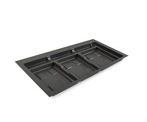 Emuca - Base Recycle pour poubelles pour tiroir de cuisine, 3 cavitès, Plastique gris anthracite, Plastique, 1 ut.