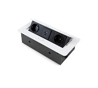 Emuca - Bloc multiprise de Bureau, Blanc, 265x120mm-Prise EU (Type F)