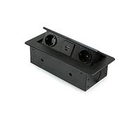 Emuca Multiconnecteur Atom 26 Lite pour bureau, Peint en noir, Zamak et Acier et Plastique.