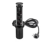 Emuca Multiconnecteur élevable Vertikal, EU, Peint en noir, Plastique et Aluminium.