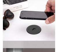 Chargeur de surface sans fil pour mobile Airtop 2 avec USB-A, Ø60mm, 5V DC / 2.1A (USB-10W/Qi-10W), Plastique noir, Plastique
