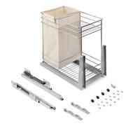 Emuca Chariot coulissant avec paniers et chariot à pain Supra avec fermeture à amortie, module 300, Acier, Chromé