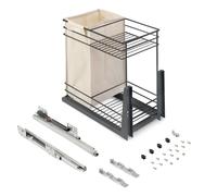 Emuca Chariot coulissant avec paniers et chariot à pain Titane avec fermeture à amortie, module 300mm, Acier, Gris Anthracite