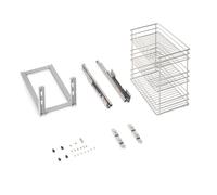 Emuca Chariot coulissant Supra – fixation inférieure, fermeture amortie, module 300 mm, acier chromé