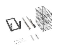 Emuca - Chariot Coulissant Titane, Fixation inférieure, Fermeture amortie, pour modules de Cuisine de 300mm, Acier, Gris Antracite