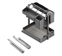 Emuca - Chariot extractible avec paniers et accessoires Harmony avec fermeture à amortie, Module largeur 400mm hauteur 700mm, Acier et Bois, Gris anthracite