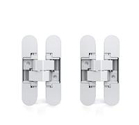 Emuca - Charnière invisible pour portes, Lot de 2 charnières invisibles pour portes lourdes, charge de 40 kg, ouverture de 180º, zamak, blanc.