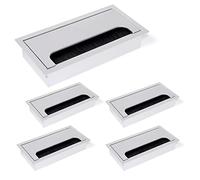 Emuca - Couvercle Passe-câble carré 160x80mm pour encastrer sur Table de Bureau, Organisateur de Cables pour Meuble, Aluminium anodisé Mat, Lot de 5