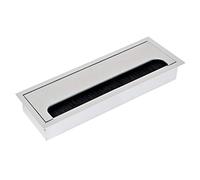 Emuca - Couvercle Passe-câble carré 269x80mm pour encastrer sur Table de Bureau, Organisateur de Cables pour Meuble, Aluminium anodisé Mat