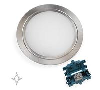 Emuca - Éclairage à LED pour meuble, applique led encastrable, aucun convertisseur, diamètre 84 mm, acier et plastique, nickel satiné.