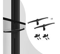 Emuca - Jeu de 5 Supports pour étagères en Verre, Panneaux Non Inclus, Zamak, Noir texturé, 5 Jeux