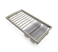 Emuca - Jeu de 7 tringles à pantalon avec 2 plateaux auxiliaires et glissières à fermeture douce pour armoires, réglable, module 900mm, gris pierre