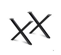 Emuca Jeu de pieds Cross pour table, largeur 695mm, Acier, Peint en noir