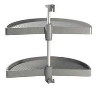 Emuca - Kit d'étagères rotatives pour Meuble d'angle de Cuisine, Tourniquet Demi-Lune de Ø650mm pour Module de 800mm, Gris