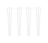 Emuca - Jeu de Quatre Pieds Hairpin avec 3 Barres pour Table, Pieds en épingle Hauteur 710 mm, Peints en Blanc, Acier