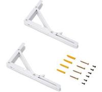 Emuca Supports d'étagères pliables 303 mm – Lot de 2, charge max. 50 kg, peint en blanc, acier