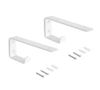 Emuca - Jeu de supports pour étagères en bois avec cintre intégré, Acier, Peint en blanc