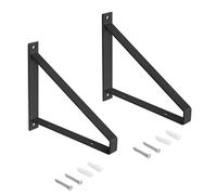 Emuca - Jeu de supports pour étagères en bois avec forme triangulaire, Acier, Peint en noir