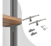 Emuca - Jeu de supports Zero pour une étagère en bois, Peint couleur pierre, Zamak, 1 kit