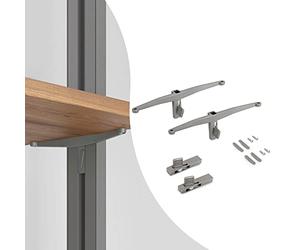 Emuca - Jeu de Supports Zero pour Une étagère en Bois, Peint Couleur Pierre, Zamak, 1 kit
