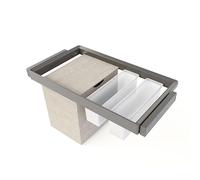 Emuca - Kit 2 plateaus auxiliaires, 1 panier et rack ajustable Quartz pour armoires, glissières extension totale et à fermeture douce, Module 90cm, Finition Titane