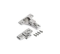 Emuca - Kit charnière droite X50 avec embase à visser, Nickelé, Acier, 2 ut. (Lot de 6)