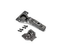 Emuca - Kit charnière droite X91N et embase, Embase à visser, Ouverture 105º. Titane, Acier, 20 ut.