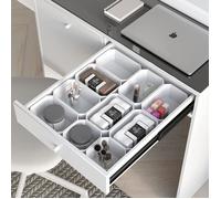 Emuca Kit de 10 bacs de rangement pour tiroirs de salle de bain, en plastique, Blanc