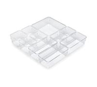 Emuca - Kit de 10 seaux organisateurs pour tiroirs, Plastique, Transparent