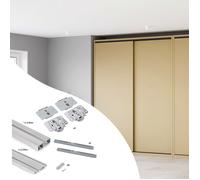 Emuca Kit de 2 portes coulissantes et Flow de ferrures pour armoires à fermeture souple avec rails de surface 2,35m, panneaux non