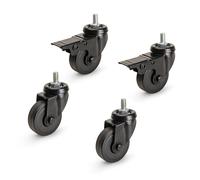 Emuca - Kit de 4 Roulettes Black avec boulon, diamètre 50mm, Plastique et Acier, Noir