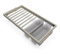 Kit de 7 tringles à pantalons, 2 plateaux et cadre coulissant à fermeture douce pour armoires, réglable, module 900mm, Gris pierre